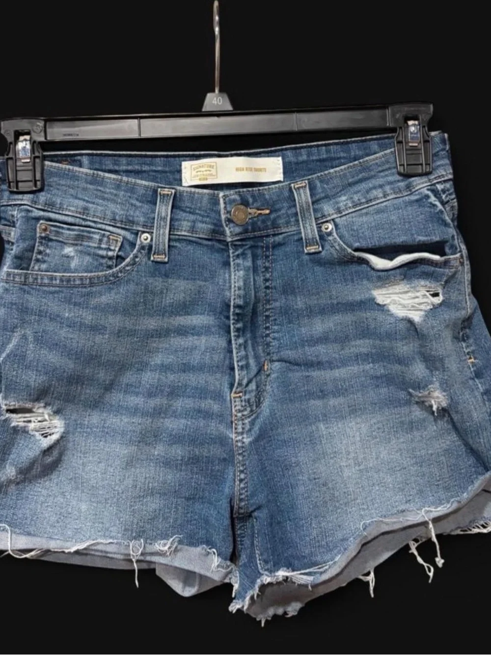 Levi's high rise blue denim shorts